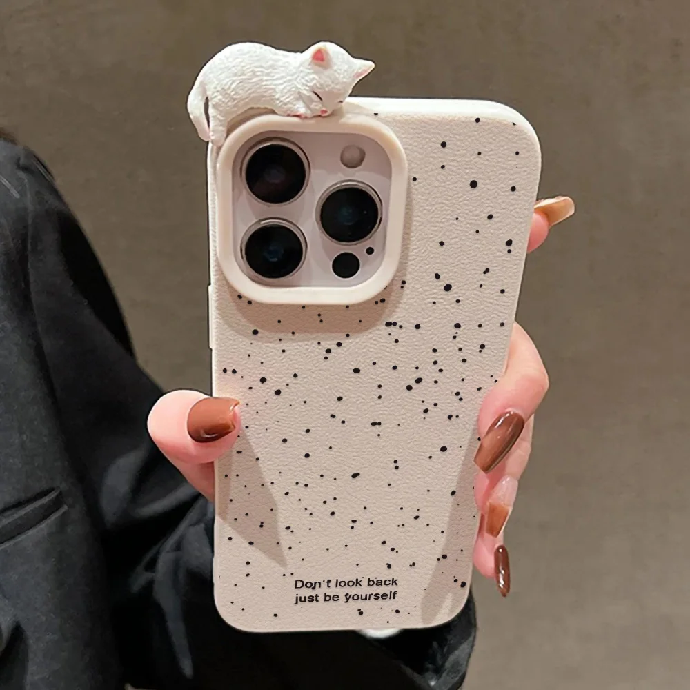 Ins Cartoon 3D Cat Dot Handyhülle für iPhone 17 15 16 11 12 13 14 Pro Max 17 Air Plus iPhone 17 17Pro 11Pro Max stoßfeste Abdeckung