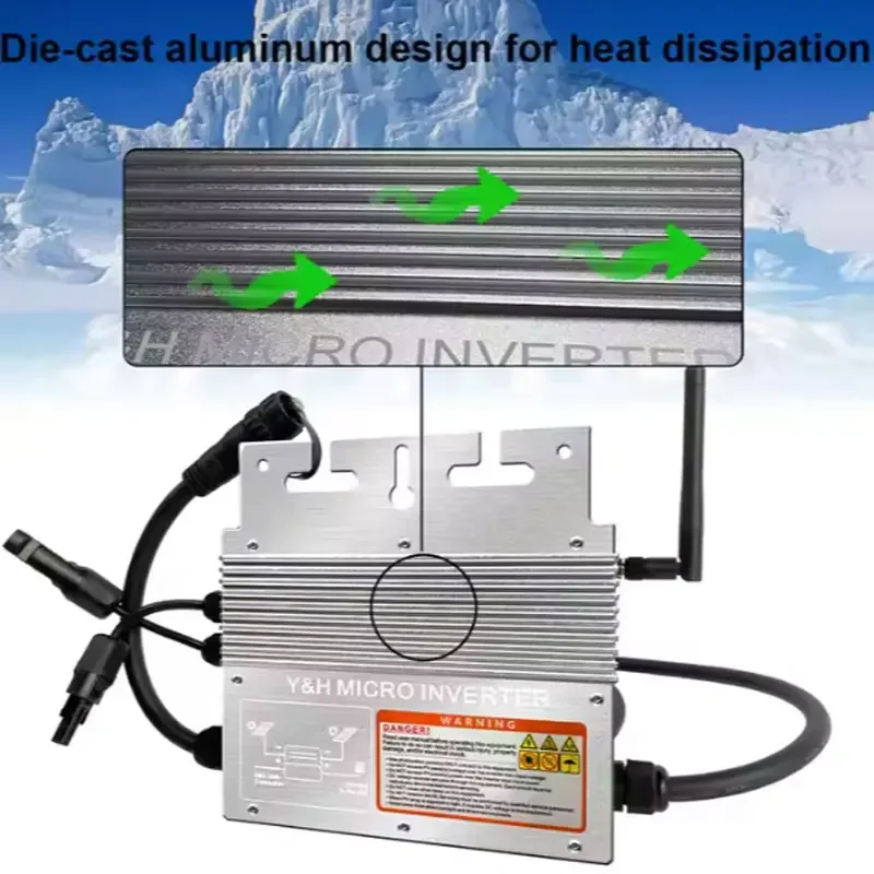 600W Grid Tie Micro Inverter with WIFI Waterproof MPPT Stackable AC110V 220V Auto DC18-60V Solar Input for 30V 36V PV Panel