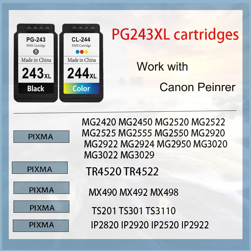 Vilaxh PG243 CL244 cartuchos de tinta para Canon PG243XL 243XL CL 244XL para Pixma TS3120 3122 MG2522 3022 2922 2920 2520 TR4522