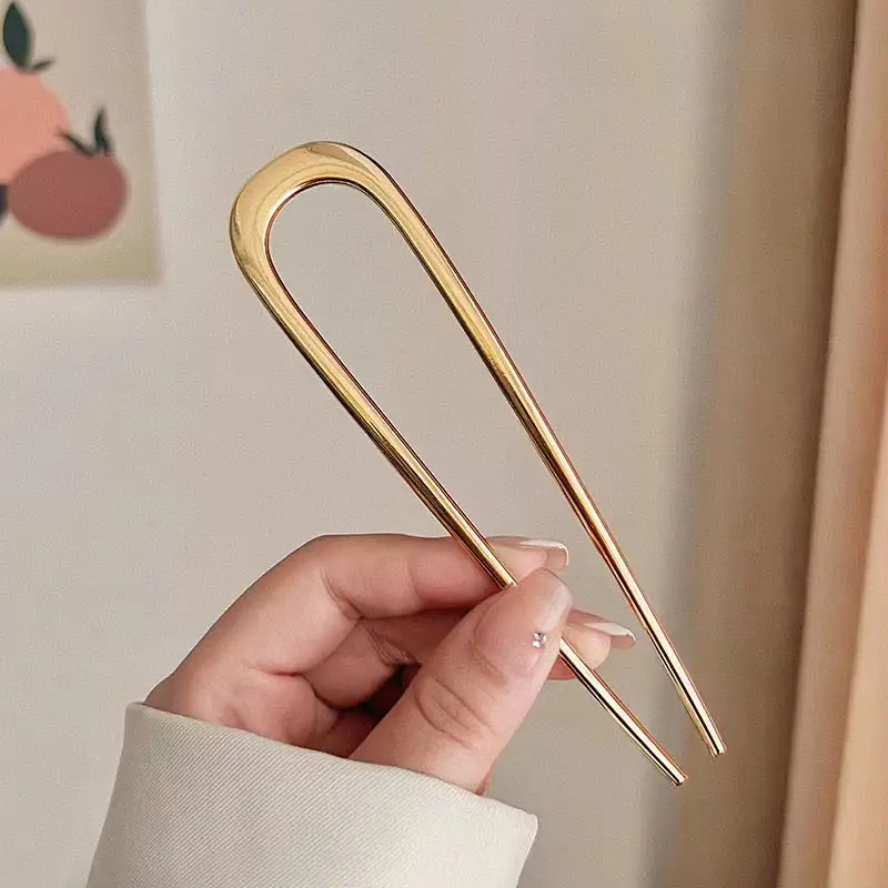 Dicke, einfache U-förmige Haargabeln für Frauen und Mädchen, Metall-Haarspangen, geometrische Haarclips, modische Haaraccessoires für Damen – Detail 11