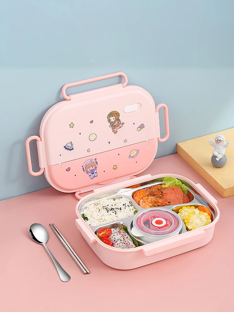 Stoviglie Lunch Box in acciaio inossidabile per bambini contenitore per alimenti isolato contenitore per il pranzo 5 scomparti Bento Box con