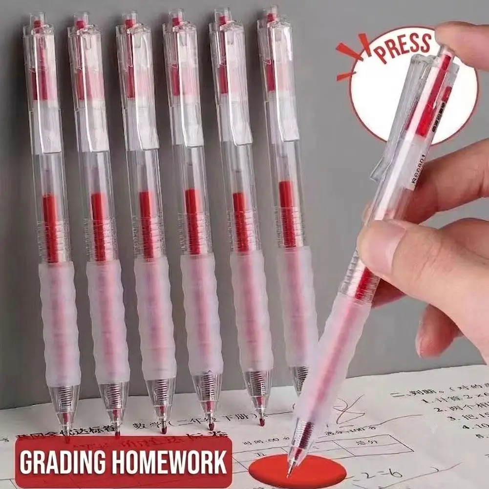 6pcs/set 0.5mm Black Blue Red Gel Pen ST Nib Fast Drying Soft Silicone Gel Grip Neutral Pen for School And Office Use