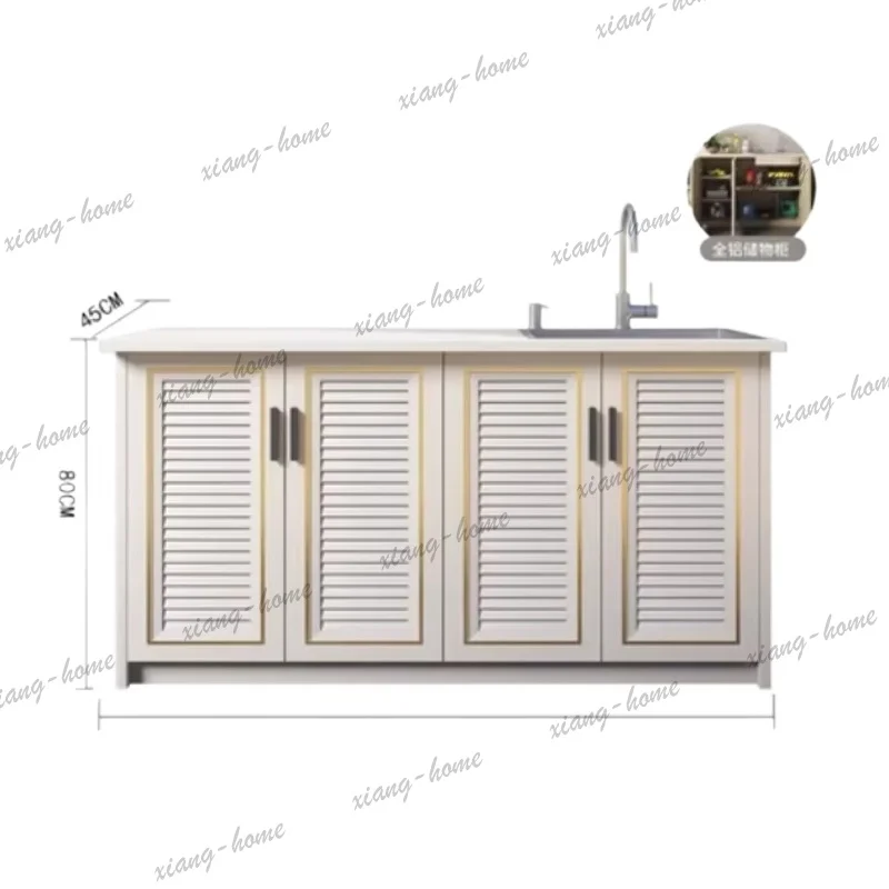YJ   balcony aluminum alloy storage cabinet wash basin sink integrated waterproof rock slab cabinet