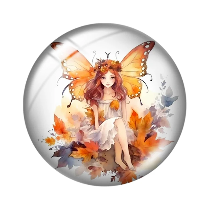 Ethereal Fairies Watercolor 10pcs mixed 12mm/18mm/20mm/25mm Round photo glass cabochon demo flat back Makingfindings for jewelry