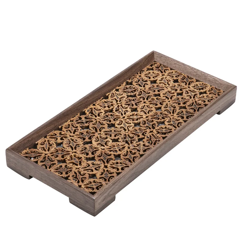 Walnut solid wood tea set tray high-end creative walnut dried tea tray household teacup storage tray tea ceremony