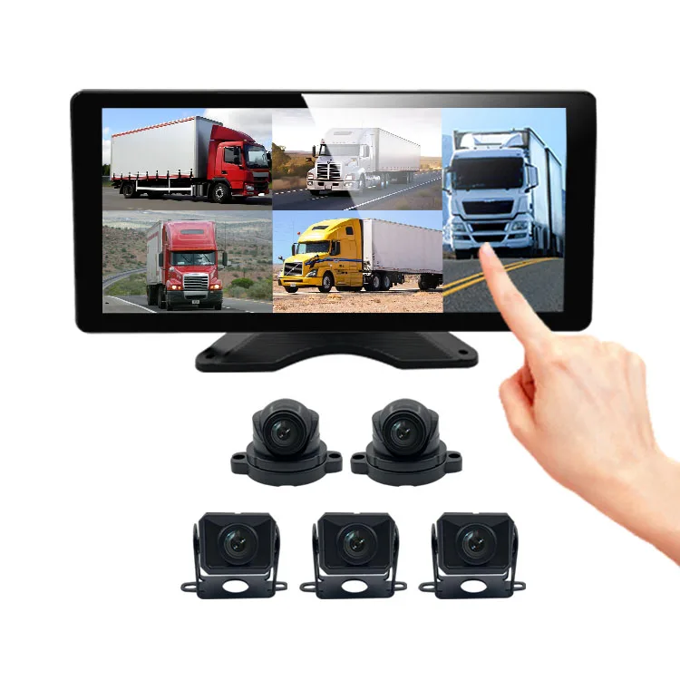 Wemaer 10.36 Inch Touch Screen Dash Cam Front Rear 1080P 5CH AHD Camera Sound Light Alarm BSD AI Truck Camera System