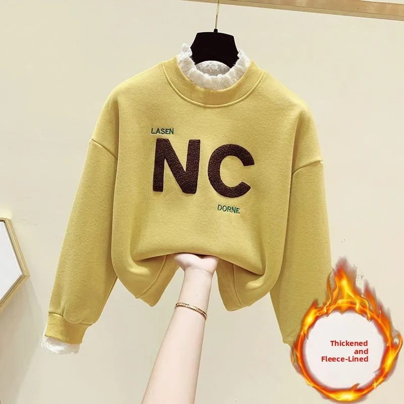 Elegante Completo Autunno Inverno con Felpa Foderata e Jeans a Vita Elastica per Ragazze Adolescenti Bellissimo Set per Studentesse...