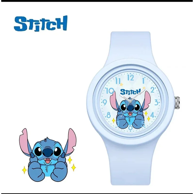 Disney Stitch Themed Cute Pink Angel round Touch Silicone Electronic Watch for Kids And Couples Decorative Accessory Gift