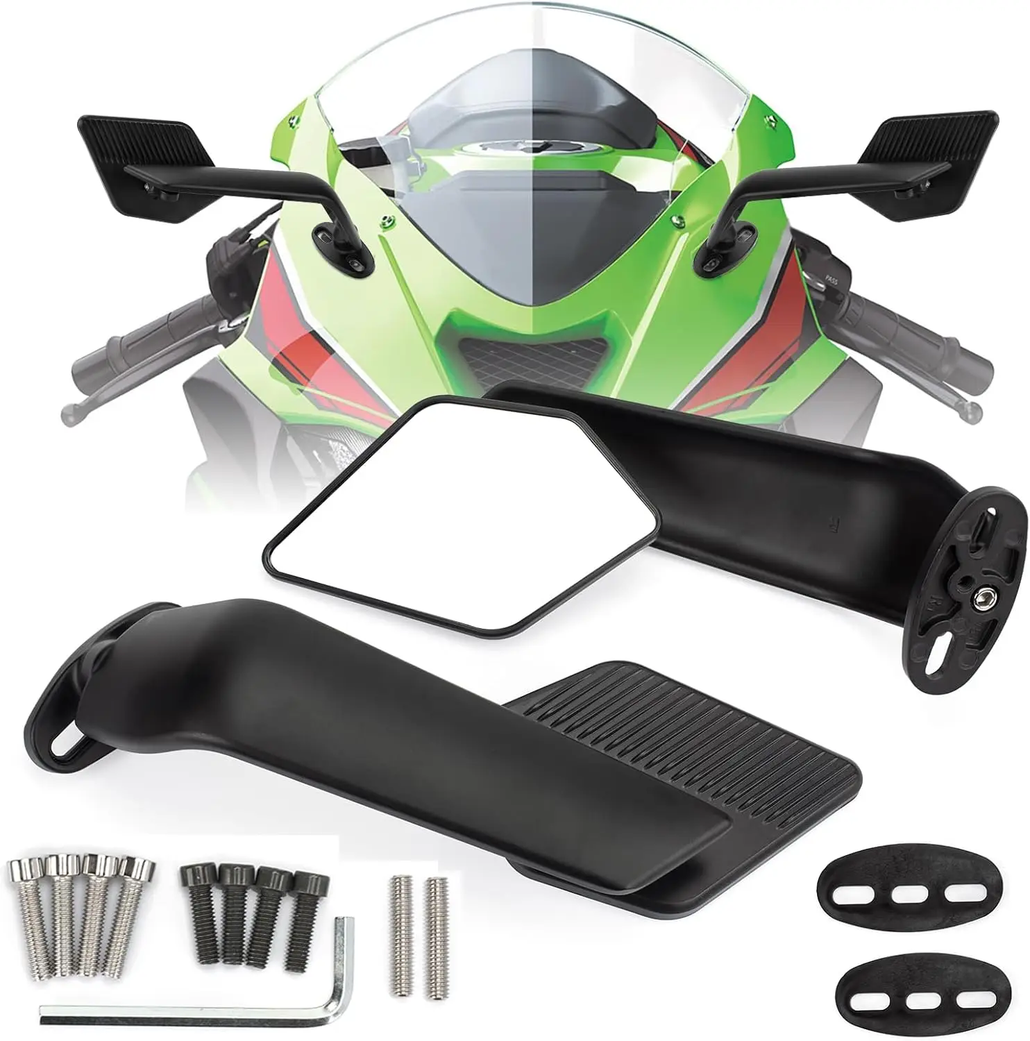 

Motorcycle Universal Rearview Mirrors For Kawasaki Honda YAMAHA Suzuki Aprilia Motorcycle Mirrors Rotatable Side Wing Mirrors