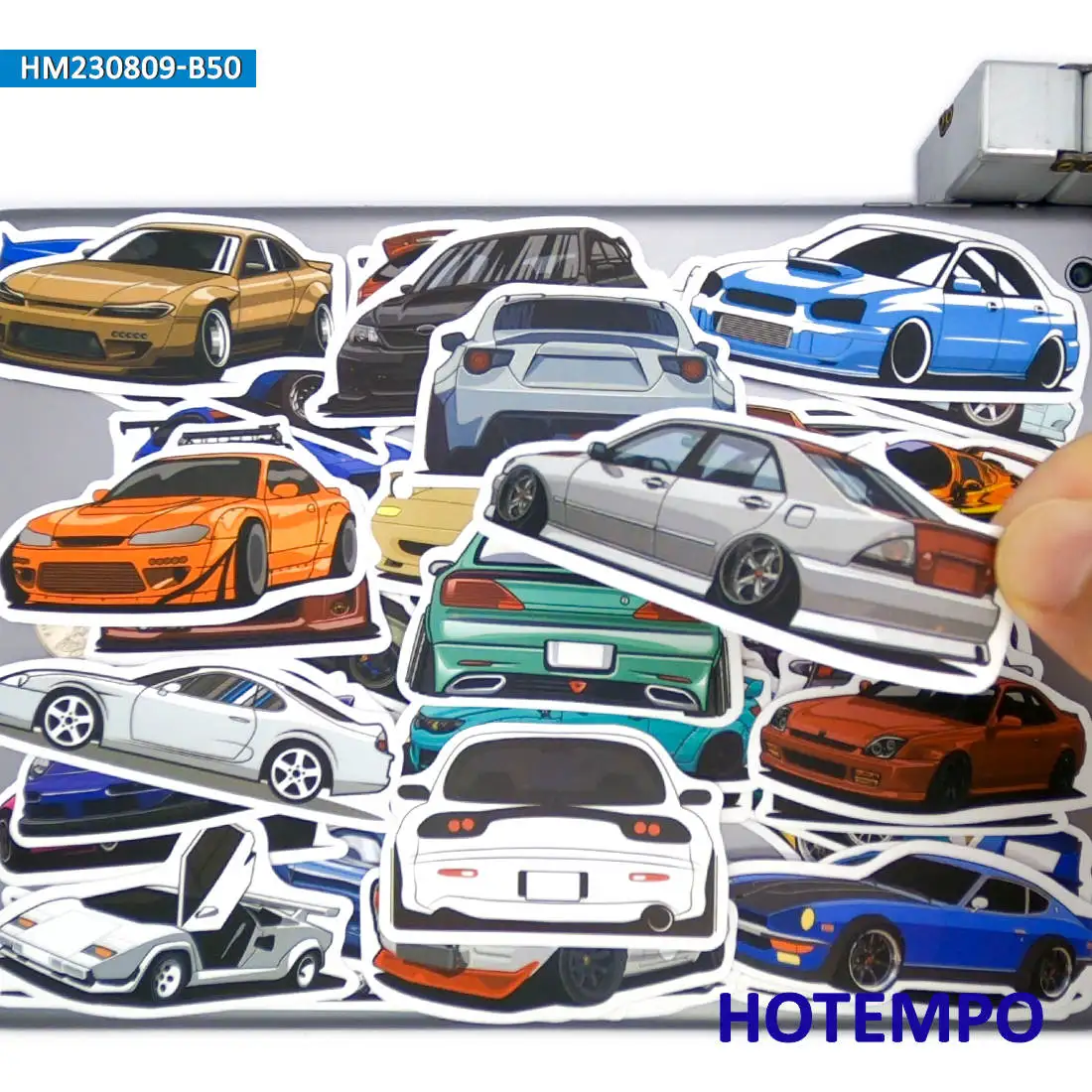 20/30/50PCS Mixed Sports Car Stickers Cartoon Style Funny Decals for Kids Scrapbook Motorcycle Laptop Phone Luggage Bike Sticker