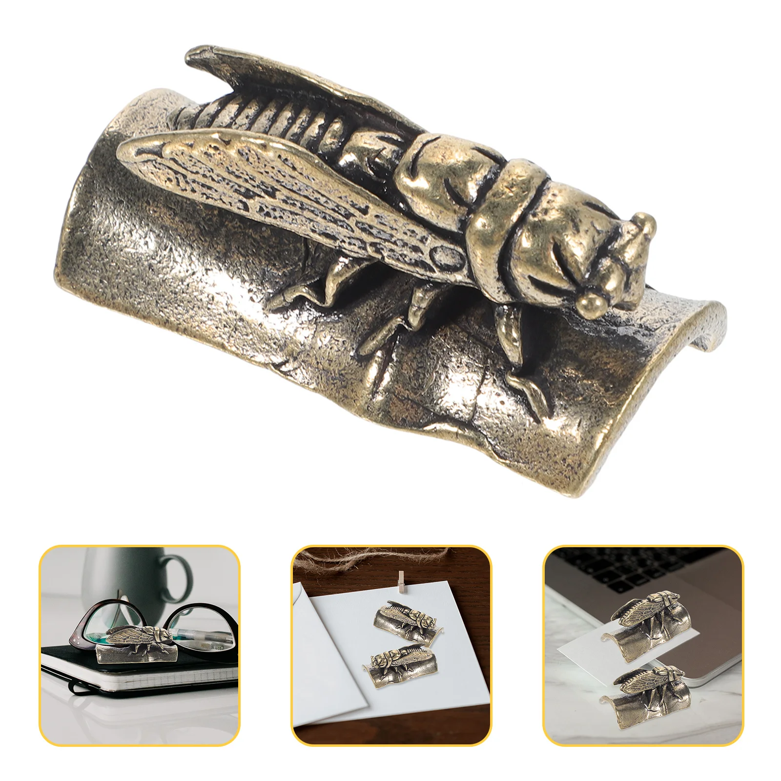 

Pure Copper Cicadas Paperweight Solid Brass Craft Decor For Calligraphy Practice Desktop Art Ornament Home Office Brass