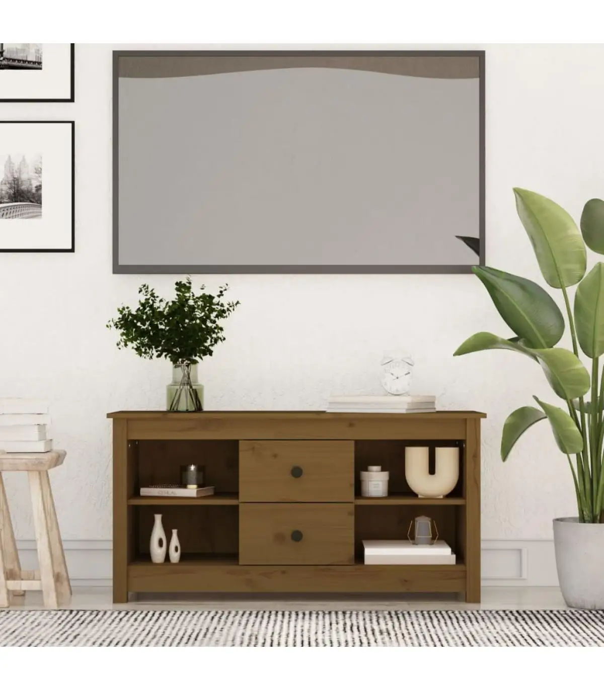 TV furniture TV cabinet solid pine wood Honey Brown 103x36,5x52 cm