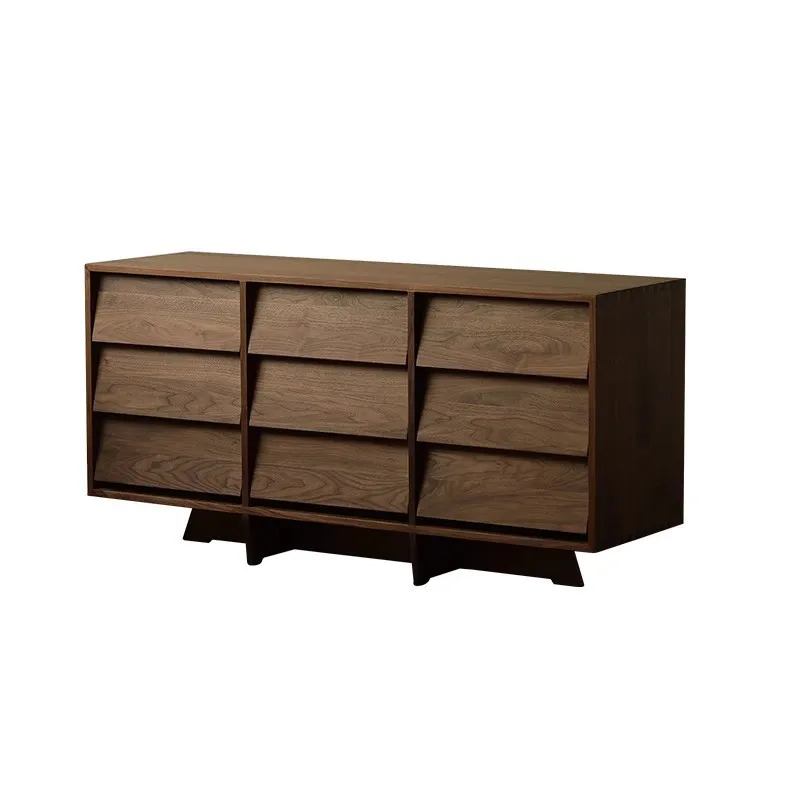 

Nordic all solid wood black walnut nine chest cabinet retro living room locker modern simple