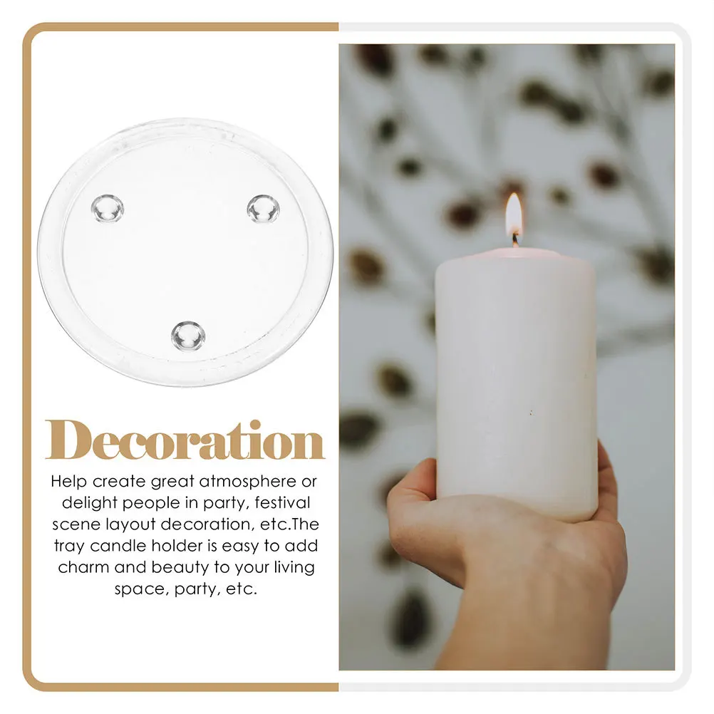 

3Pcs Glass Holder Tray Round Decorative Scented Plate for Wedding Party Banquet Home Decoration Home Decoration