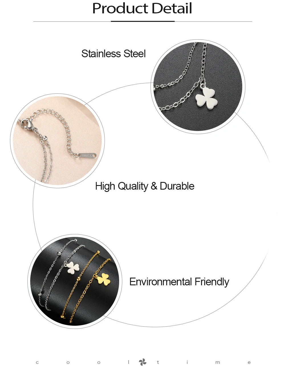 COOLTIME Edelstahl Kleeblatt Armband Mode Frauen Paar Charm Armband Schmuck St. Patrick's Day Geschenk – Detail 7