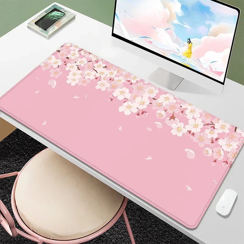 Purple Flower Table Mat, Cute Pastel Lilac Lavender Cherry Blossom Japanese Table Mat, Adorable Cute Mouse Pad