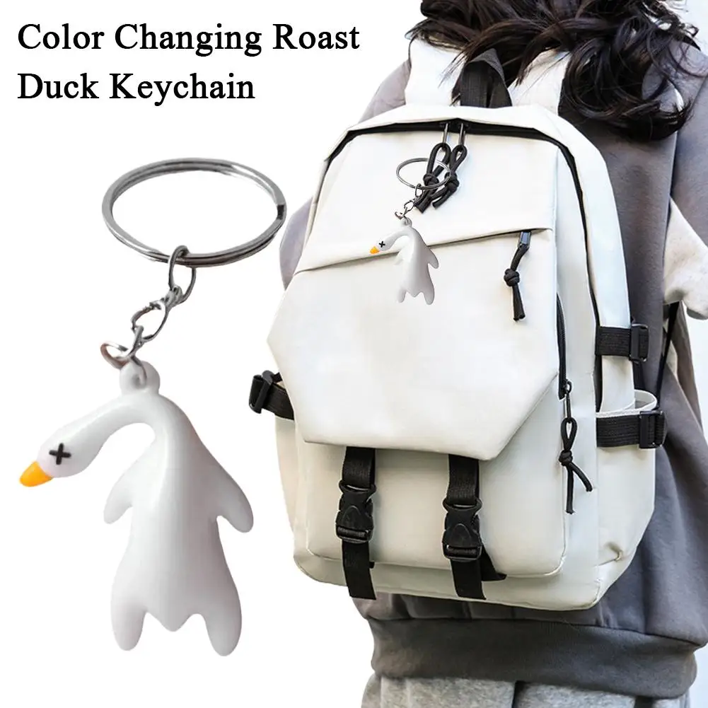 Funny Goose Keychain Roast Duck Rope Keyring Backpack Change White Pendant Accessories Color Hanging Car Chain Ultraviolet Q1S2