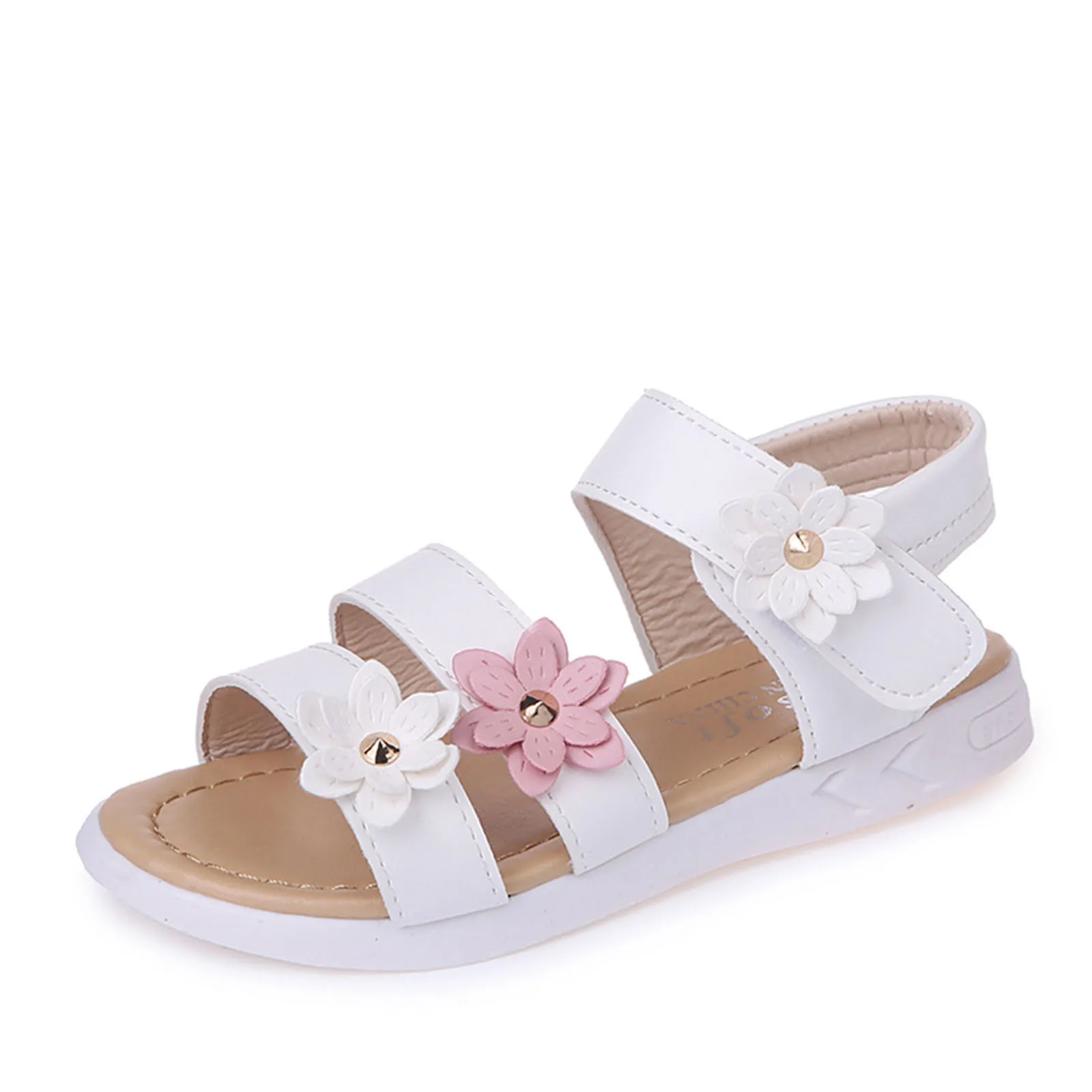 Pink Sweet Girls Sandals Toddler Kids Baby Girls Flower Rubber Sandals Non-Slip Shoes Cross Sandals Summer Baby Princess Shoes