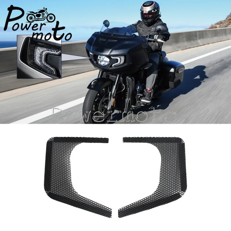 

For Indian Challenger 2020 and Up Motorcycle Front Side Fairing Protective Mesh Grill Black Plastic Block Road Debris Easy Paste