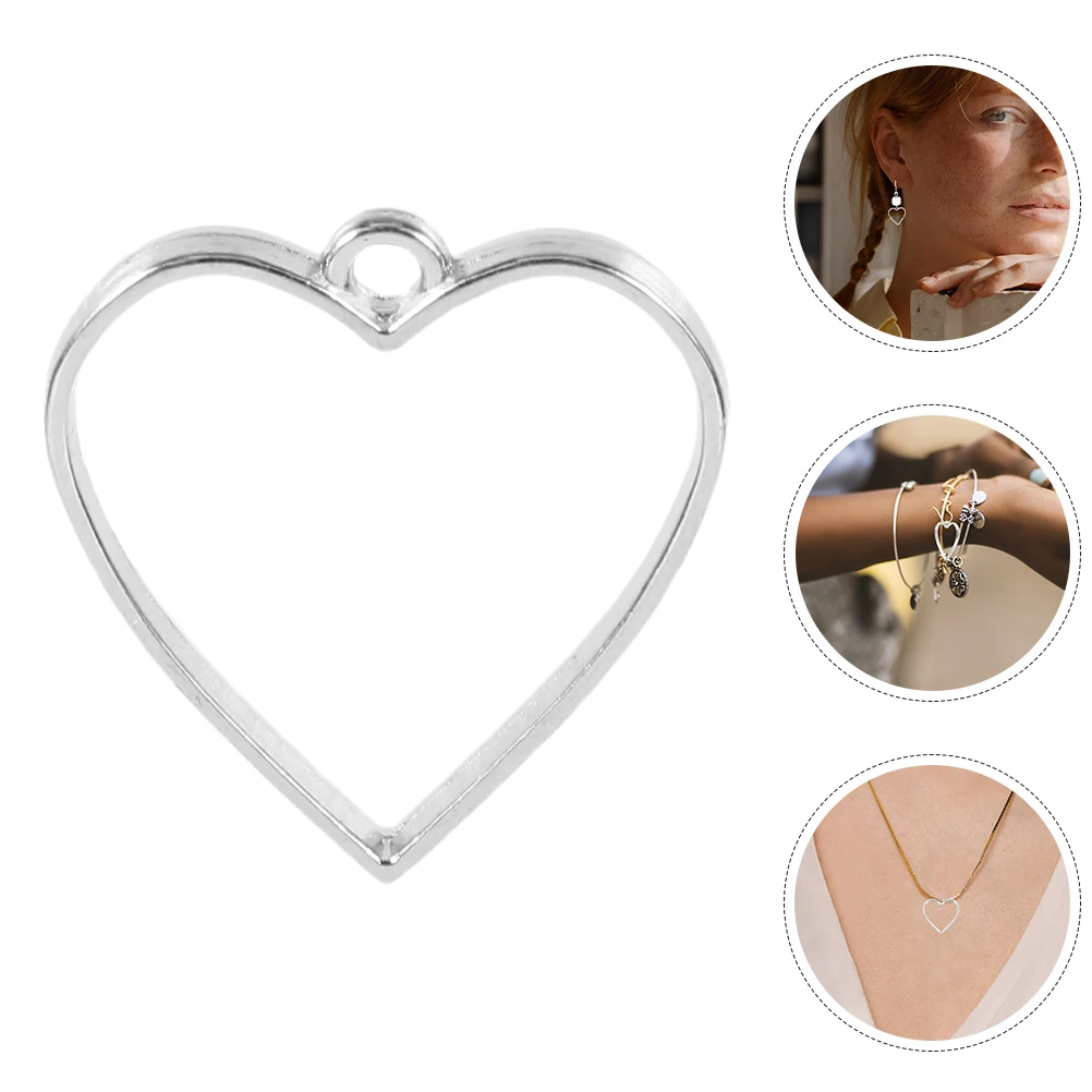 

30 Pcs Jewelry Accessories Diy Earrings Charms Heart-shaped Frame Hollow Pendants