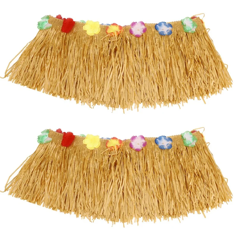 

2X Table Skirt Hawaiian Luau Flower Grass Garden Wedding Party Beach Decor Khaki