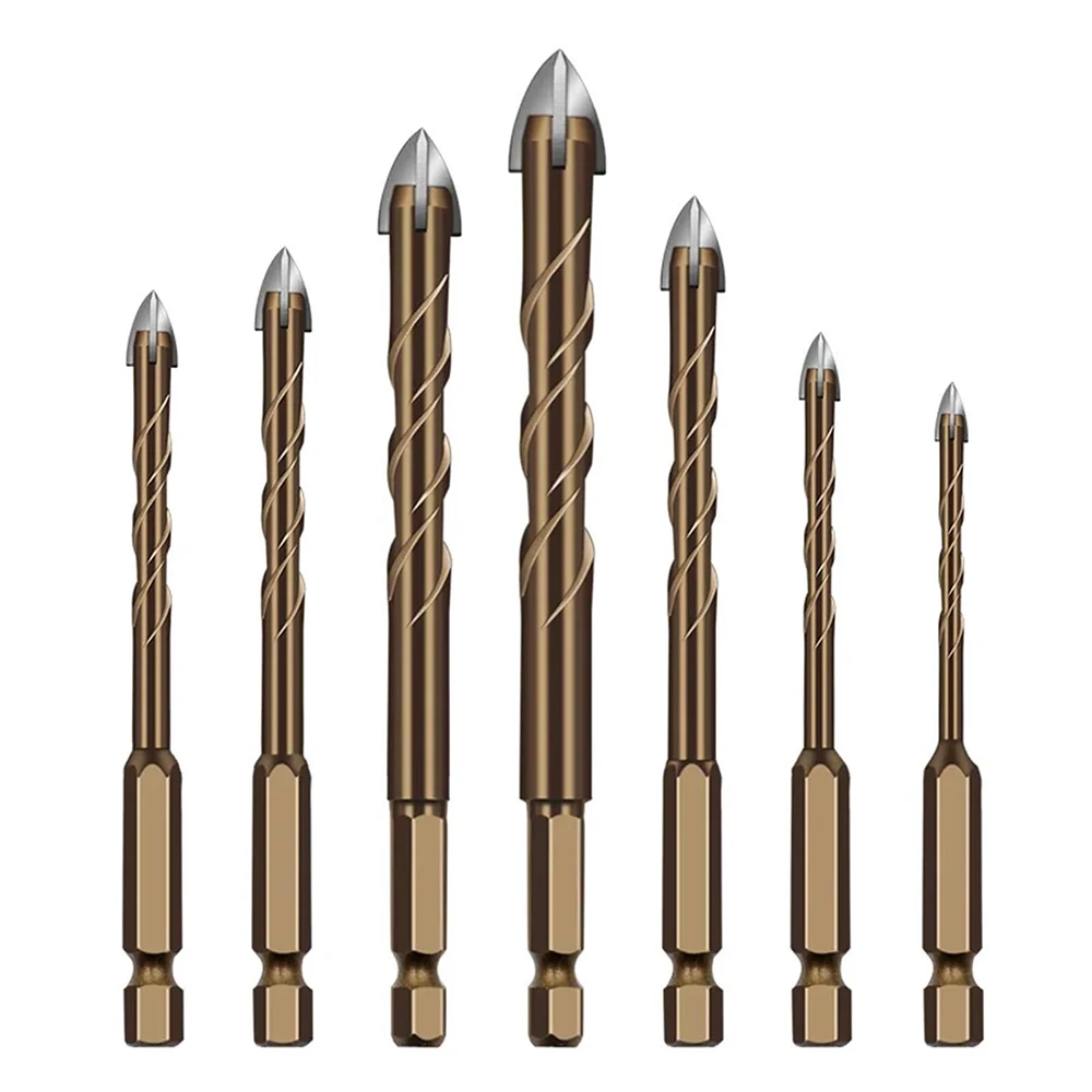 Zestaw wierteł krzyżowych spiralnych ze stopu z chwytem sześciokątnym 6,35 mm do płytek/ścian z cegły/betonu/szkła/keramiki/drewna/aluminium/plastiku