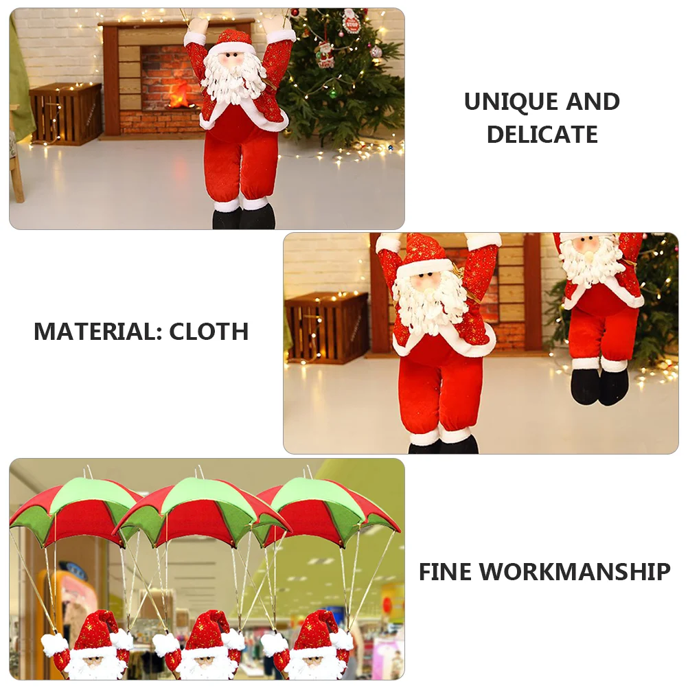 Skydiving Santa Christmas Plush Toys Decoration Lovely Parachute Pendants Claus Cloth Ornaments Creative