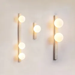Glass Ball Yellow Travertine Stone, Wabi-sabi Modern style, Wall Sconces Light for Bedroom, Living, Corridor, Entrance Hall