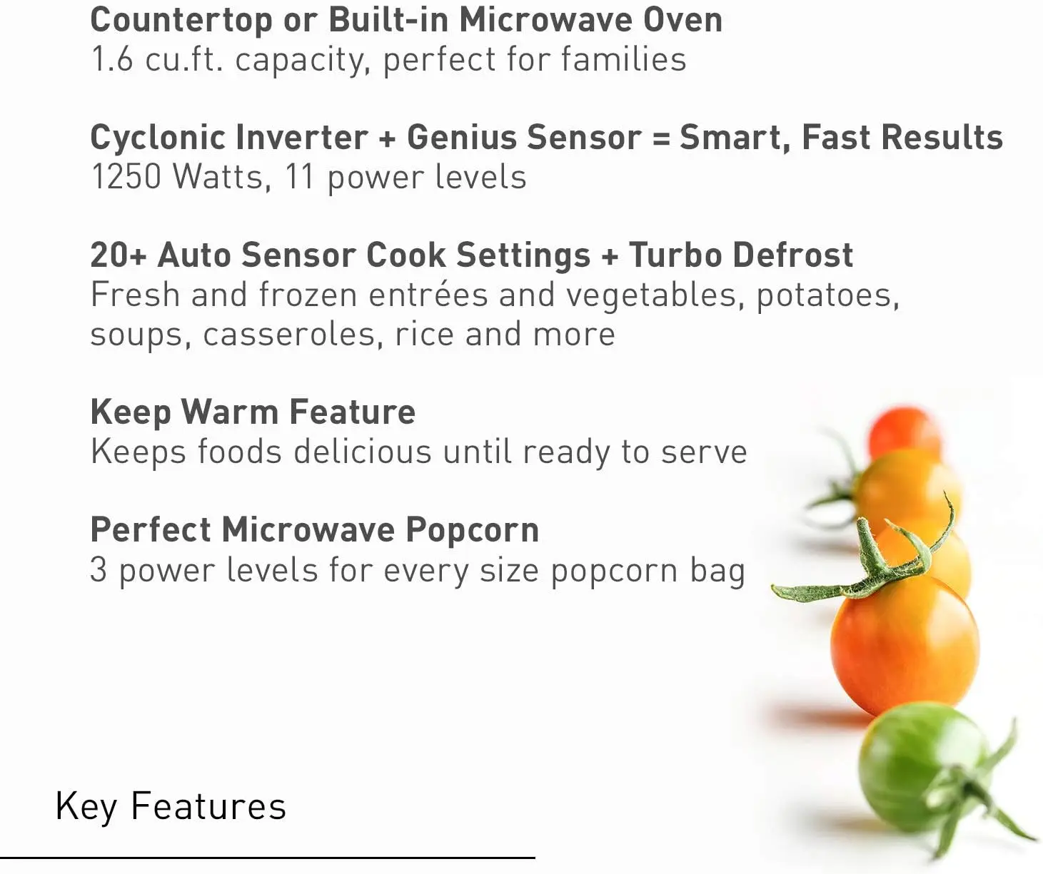 SD78LS 1.6 cu.ft Cyclonic Inverter Countertop Microwave Oven 1250Watt Power with Genius Sensor Cooking, cft, 19.44