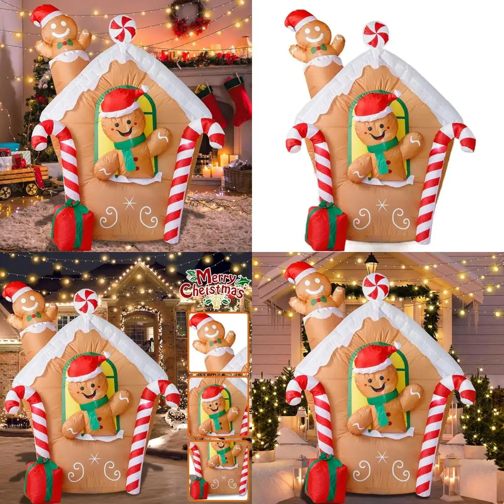 

Giant 5.5ft Gingerbread House Inflatable with LED Lights for Christmas Lawn Decor