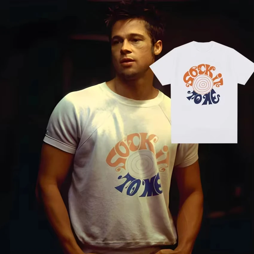 T-shirts graphiques Tyler Durden Fight Club Sock It To Me pour hommes, t-shirt rétro de haute qualité en pur coton, vêtements Harajuku, t-shirts, hauts