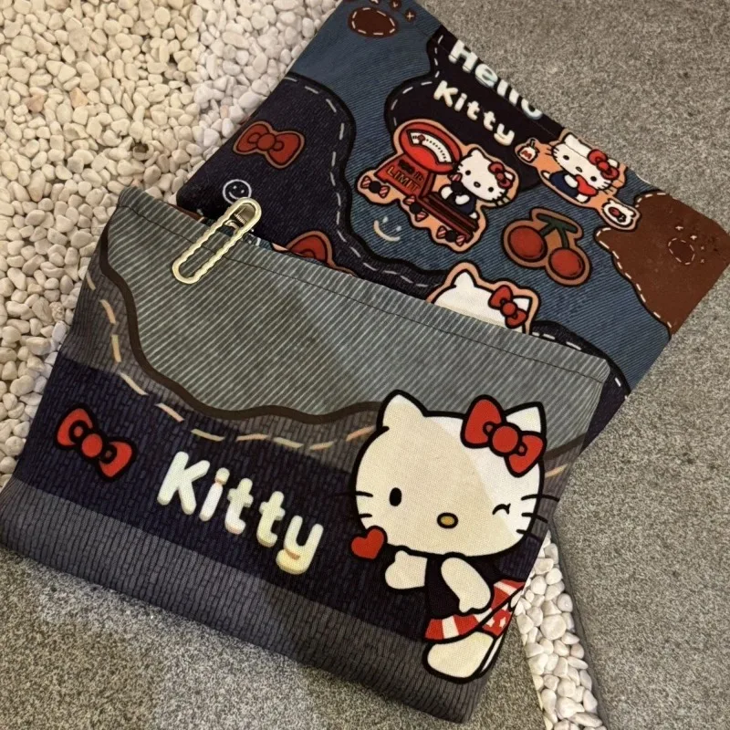 

Рождественская косметичка с бантом Ins, милая клетчатая сумка-вкладыш в стиле ретро, портативный косметический органайзер большой емкости для хранения Hello Kitty