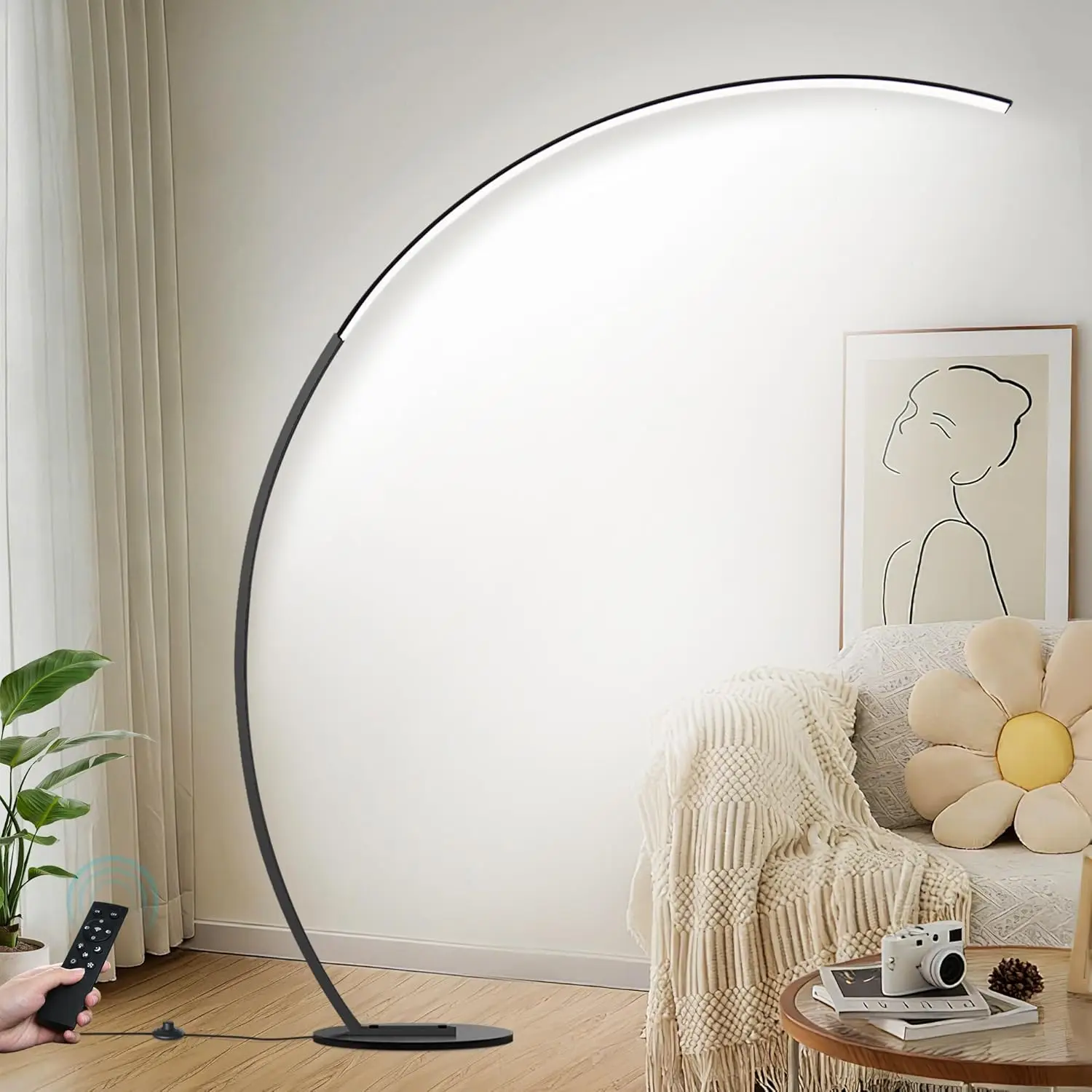 

Светодиодный дуговой торшер с регулируемой яркостью и дистанционным управлением, яркость 2000 лм, 3 цветовых температуры для гостиной, спальни, офиса