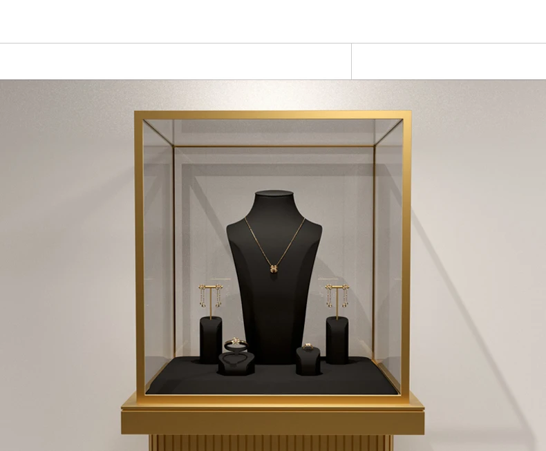 Oirlv Schwarzes Mikrofaser-Schmuck-Display-Set mit Metallständer für Halsketten, Ohrringe, Armreifen und Ringe – Detail 1