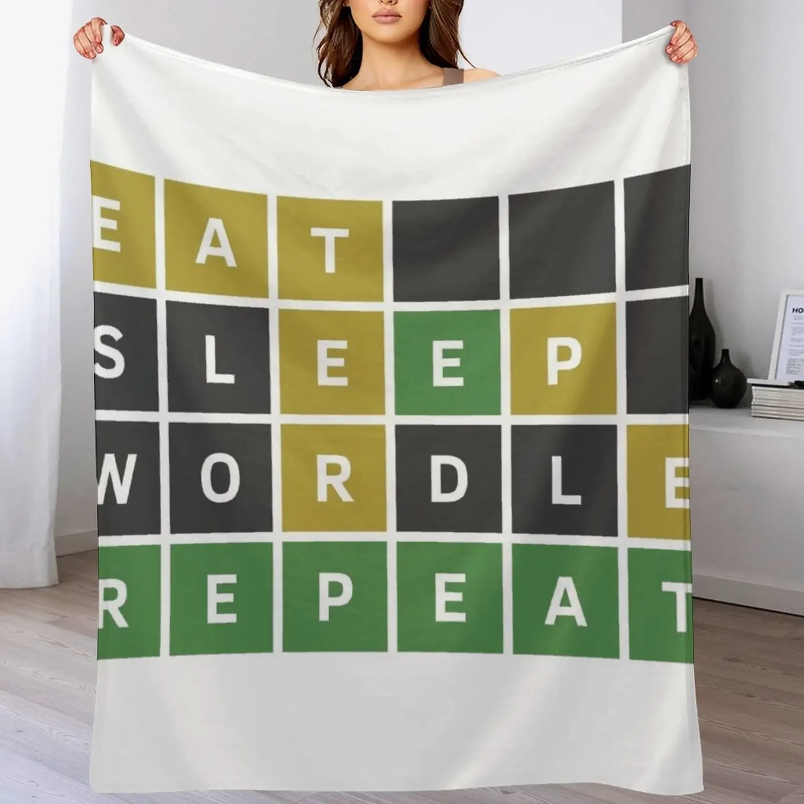 

Eat Sleep Wordle Repeat (Wordle Style) Throw Blanket Sofa Throw Custom Shaggy Blankets