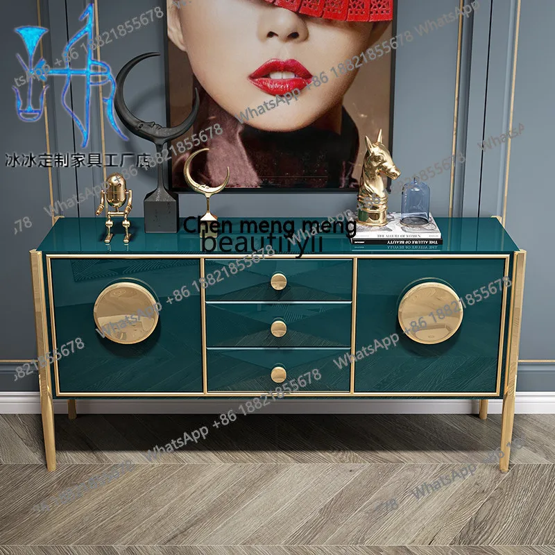 

Modern simple entrance cabinet light luxury living room, neoclassical solid wood decorative American foyer partition cabinet H