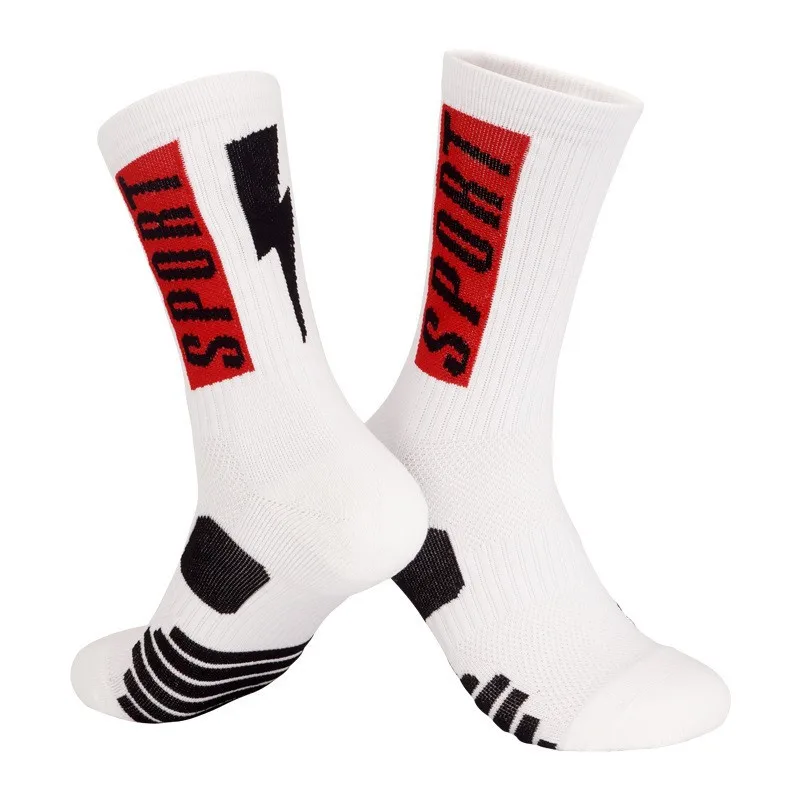 

Men Basketball Socks Mid Calf High Top Sports Socks Breathable Towel Cushion Elite Socks