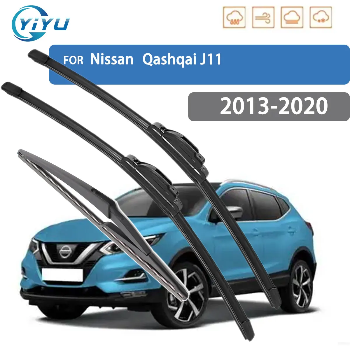

3PCS Car Wiper For Nissan Qashqai J11 2013-2020 Front Rear Wiper Blades Brushes Car Accessories