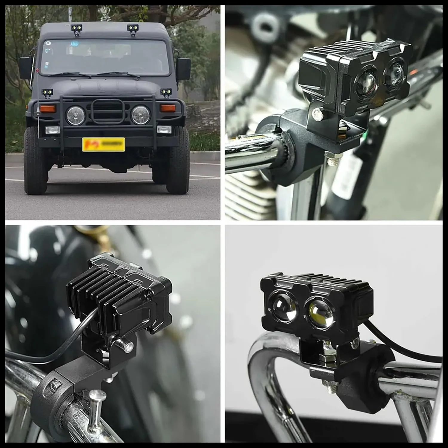 1/2 قطعة دراجة نارية LED أضواء الضباب ATV القيادة الضباب الخفيف ثنائي اللون العمل ضوء بار دراجة نارية المصابيح الأمامية الأضواء المساعدة