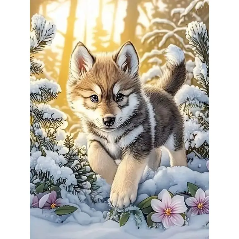 RUOPOTY Paint By Numbers Wall Art Picture Paintings On Number Animal Wolf Easy Paint Picture Digital Oil Number Painting Kits