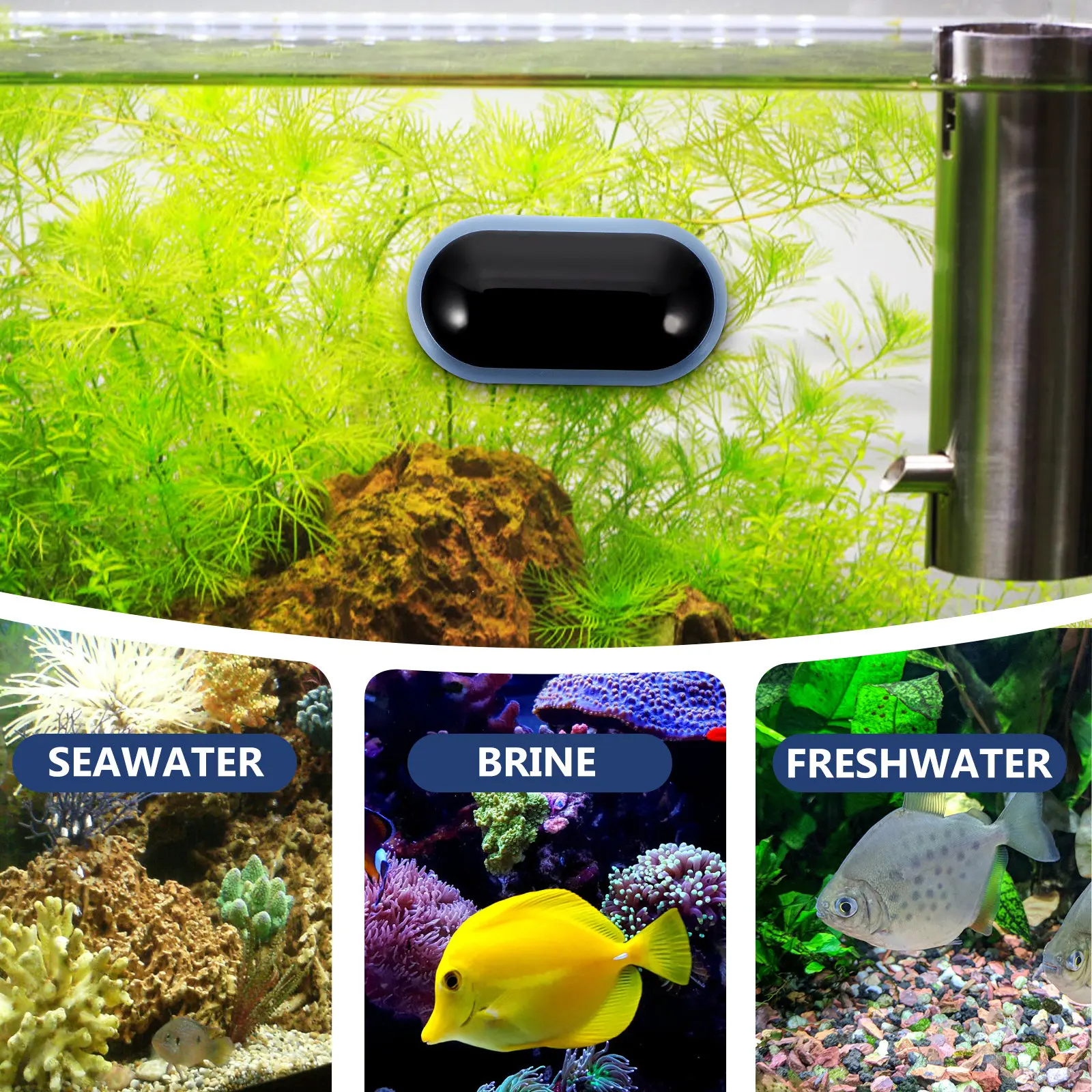 

Digital Aquarium Thermometer with Large LED Display Round Edges Safe Touch Waterproof Back Glue for Fish Tank Reptile Terrarium
