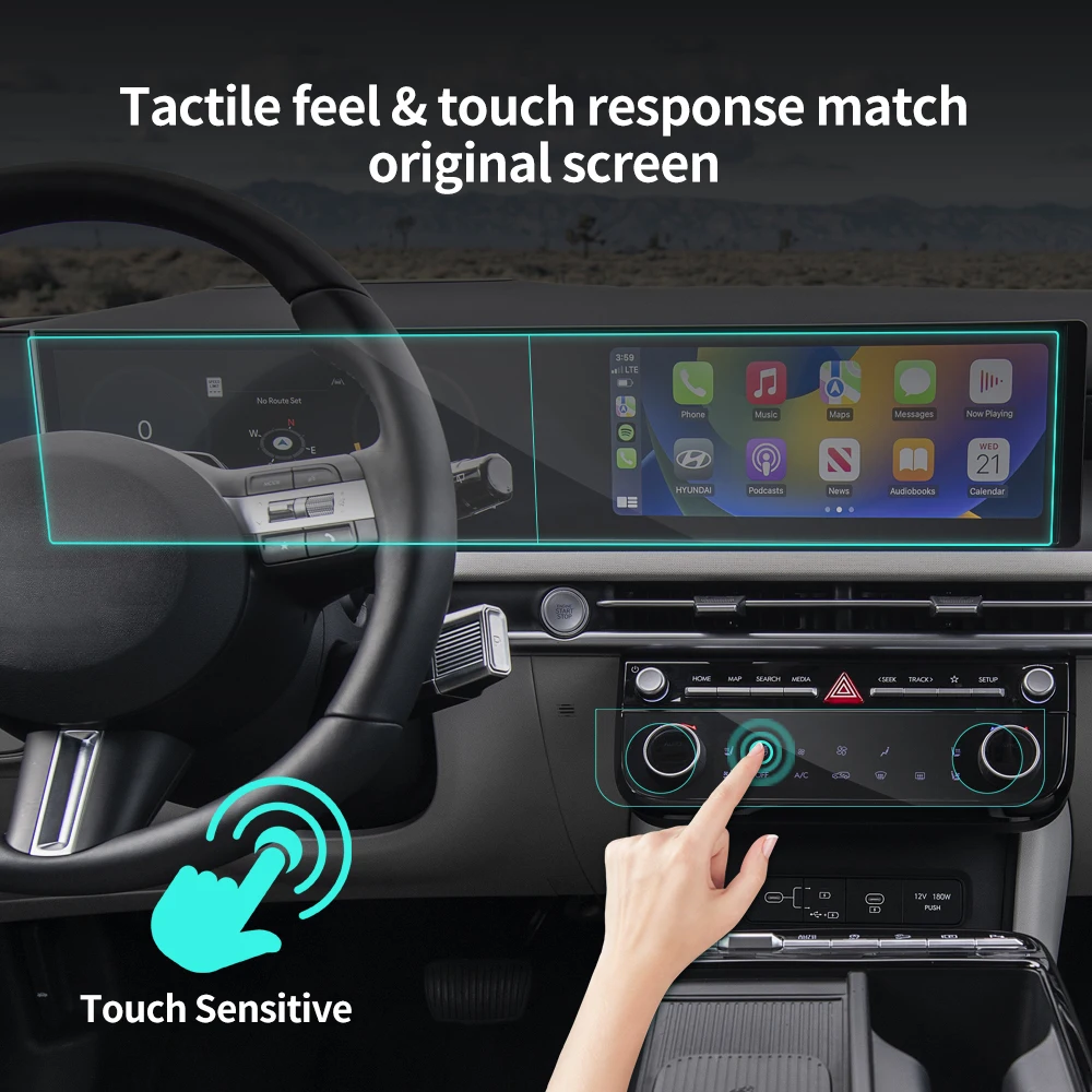 Auto Screen Protector Set For Hyundai Tucson 24-2025 Car Tempered Glass Protective Film Radio GPS Navigation Dashboard AC Panel
