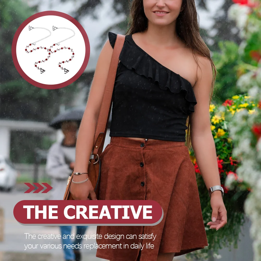 

1 Pair Anti-Slip Rhinestone Rose Bra Strap Replacement Adjustable Decorative Shoulder Belt For Women Invisible Supportive