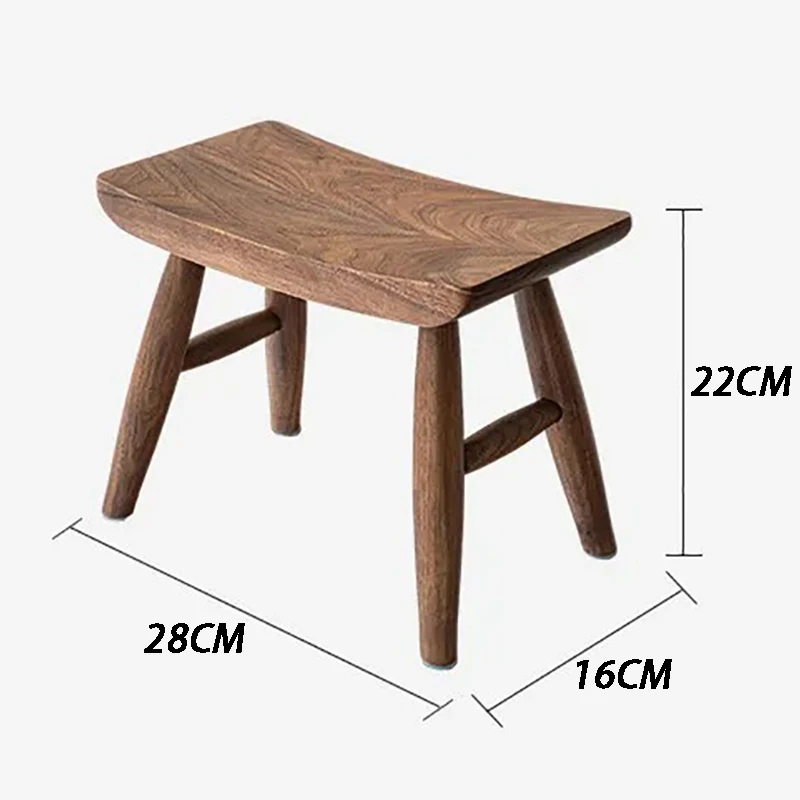 Otomanos de madera maciza de nogal negro, reposapiés bajo portátil para sala de estar, taburetes de cambio de zapatos para pasillo, muebles modernos