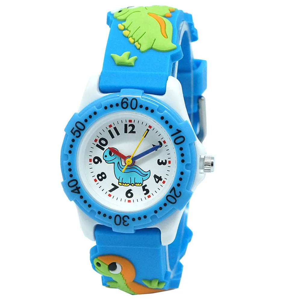 Cartoon Bus Dinosaurus 3d Siliconen Kinderhorloge Student Jongens Meisje Quartz Horloge Groothandel Kinderen Sporthorloge Kids Gift Klok A27