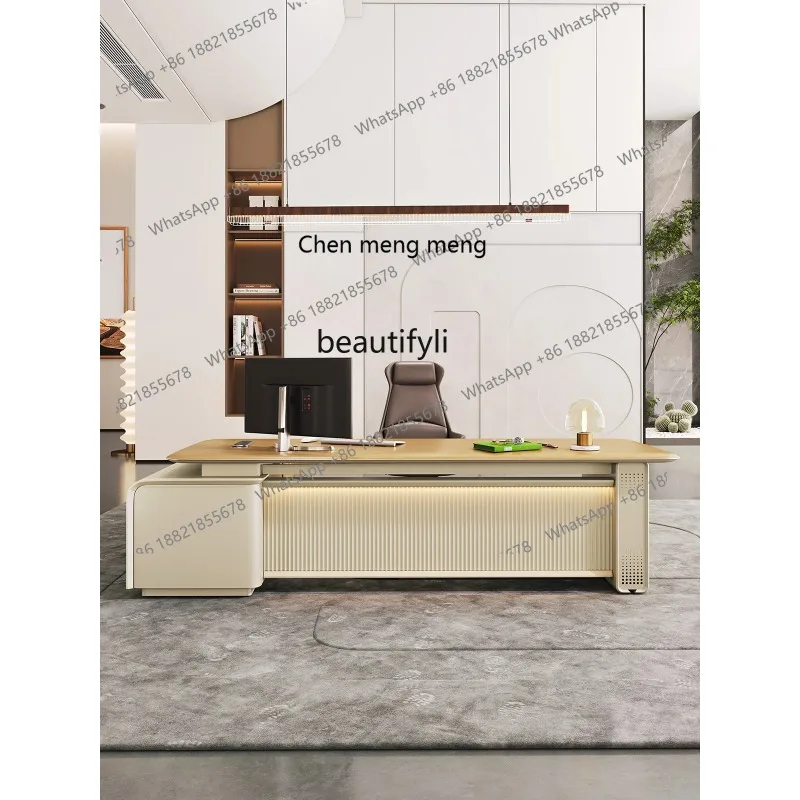 

sscn8617 Boss Desk Простой современный президент Компьютерный стол и стул Комбинированный офисный одиночный светильник Роскошный письменный стол