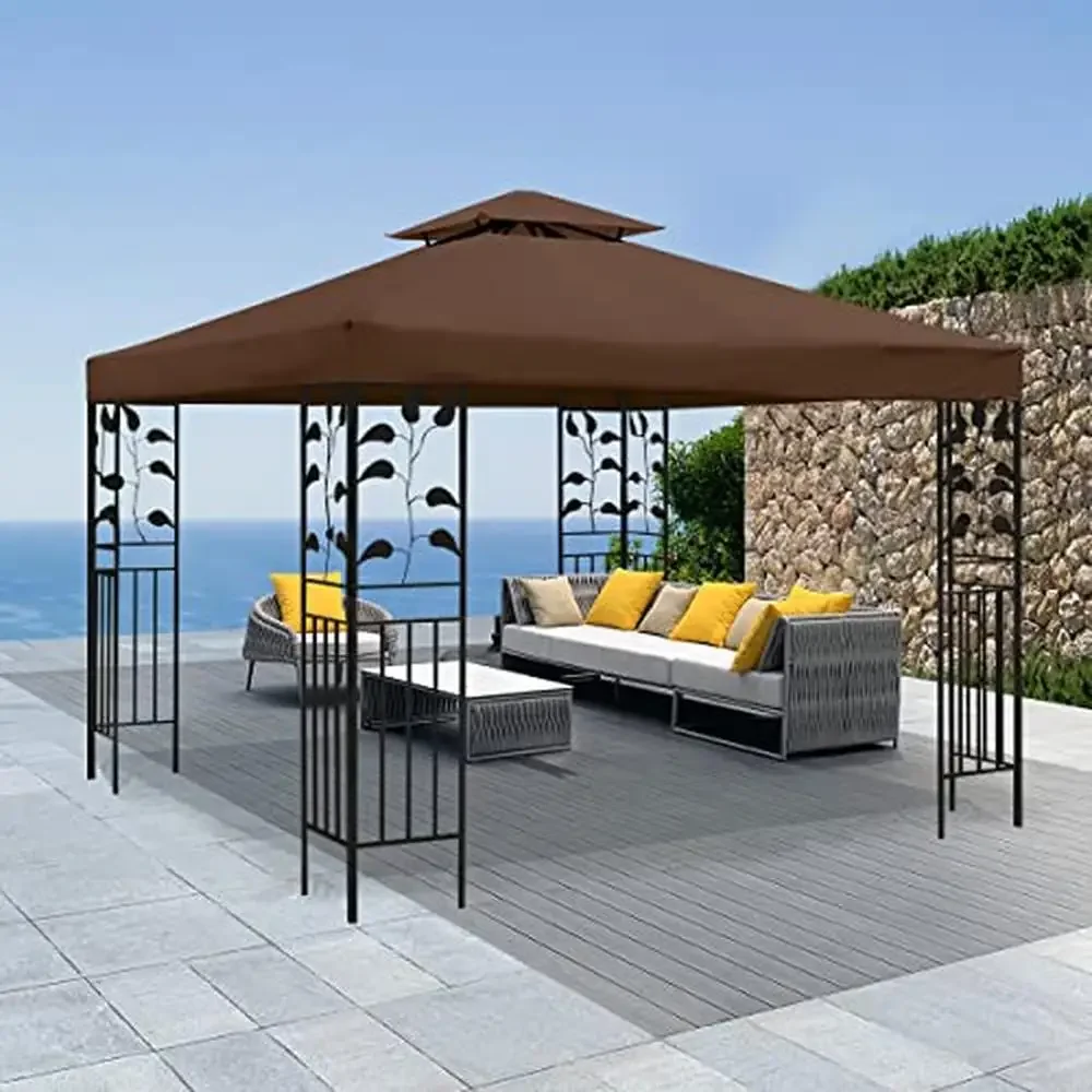 Gazebo Canopy Replacement Grill Gazebo Roof Top Double Tiered Outdoor Shelter Canopy Garden BBQ Shade 10x10 Canopy Top Cover