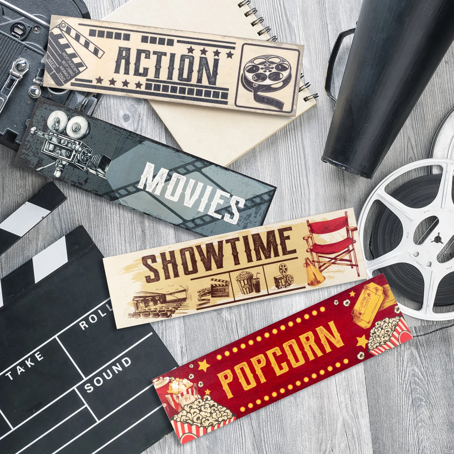 Vintage Movie Wooden Signs For Teens Club Cave Garage Home Theater Wall Decoration Retro Plaque Art Crafts Board Hanging Pendent