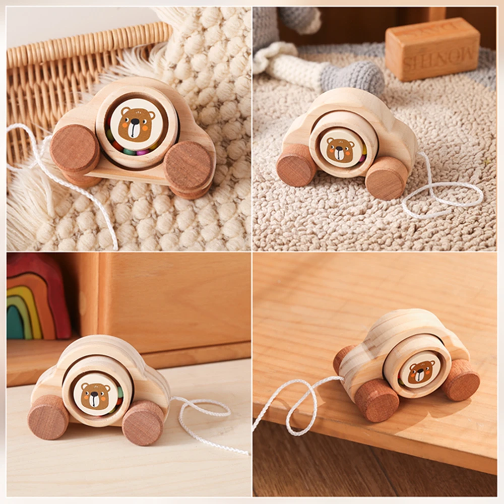 

Деревянные детские игрушки Монтессори, деревянный мультяшный медведь, шарикоподшипник, автомобиль, головоломка для родителей и детей, ранние развивающие игрушки для детей, подарок