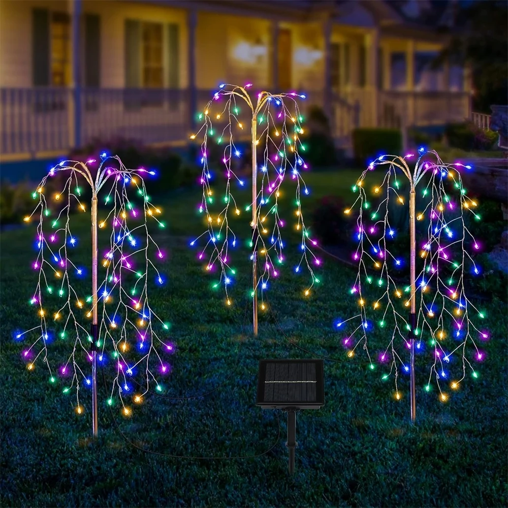 Solar Powered Garden Lights Outdoor Solar Firecracker Lights Outside Solar Fireworks Lights String Decorations for Flowerbed